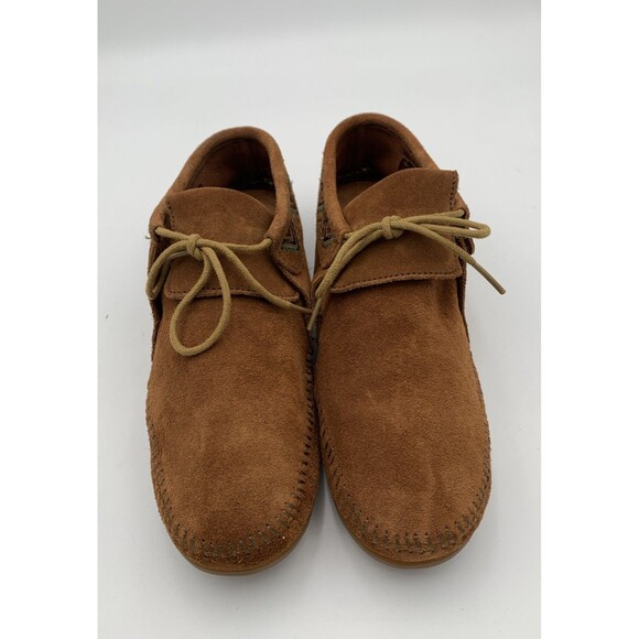 Minnetonka Mosaic Ankle Brown Suede Women’s Moccasin Size 9.5 New In Box . - Picture 1 of 9